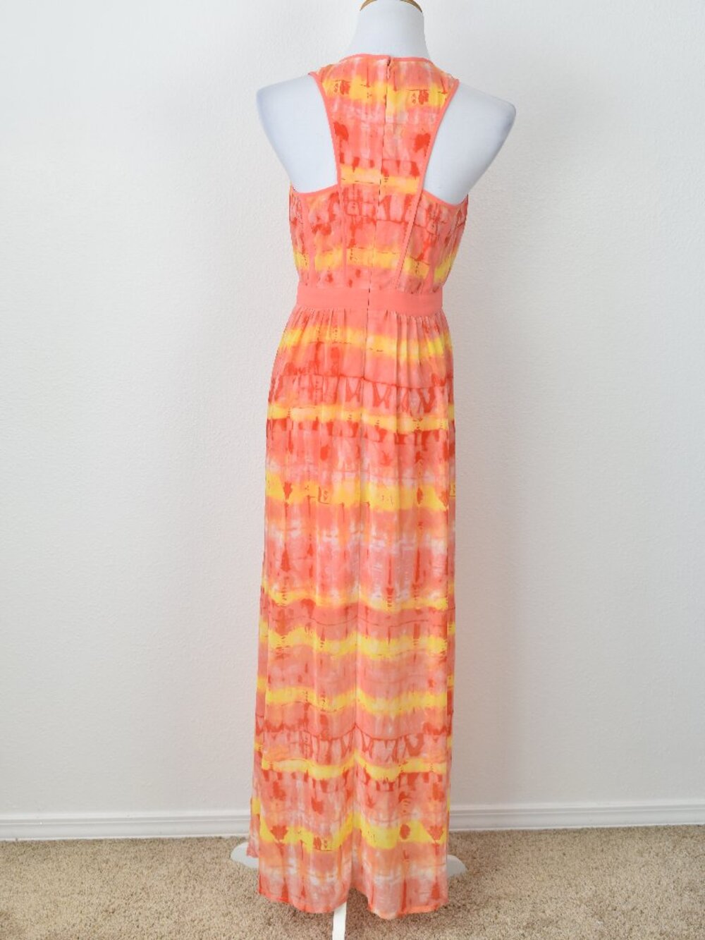 Calvin Klein Chiffon Tie Dye Stripe Maxi Dress - 6 - Picture 6 of 10